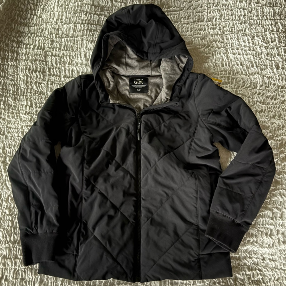 Athleta Girl XL size 14 girls black jacket / lightweight coat